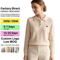Pull en cachemire 100 % personnalisé pour femme, motif géométrique torsadé, broderie au col, tricoté à la machine, style preppy, vente en gros OEM