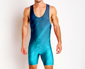 Maillot de lutte sans manches en polyester, personnalisé, imprimé par sublimation, anti-transpiration, séchage rapide, antibactérien, ajusté, pour l'été, pour équipe - Product Image 2