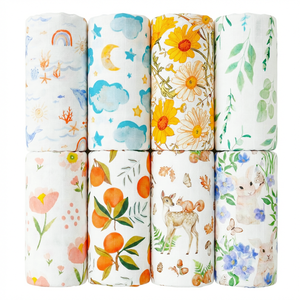 ฉลากบรรจุภัณฑ์แบบกำหนดเอง ขายส่ง ผ้ารองคลาน ผ้าอ้อม ผ้าคลุมให้นม ผ้าห่อตัวเด็กอ่อน ผ้าห่มเด็กอ่อน ทำจากผ้ามัสลินผสมใยไผ่และฝ้าย - Product Image 5