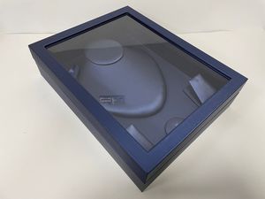 Wholesale Navy PU Leather Jewelry Box With Clear Top Window Velvet <b>Insert</b> Necklace Pendant Display Gift Box Custom Logo - Product Image 2