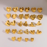 Boucles d'oreilles clous en acier inoxydable 304 plaqué or 18 carats PVD, forme cœur irrégulière et bombée, bijoux pour femmes, vente en gros