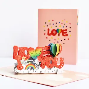 Cartão de Dia dos Namorados Pop-up 3D criativo de alta qualidade Cartão de Graças 3D Personalizado