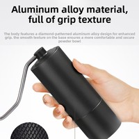 Moulin à café manuel portable avec meule conique en acier inoxydable 420, corps en alliage d'aluminium monobloc de qualité supérieure et poignée en bois
