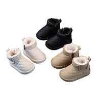 Chaussures d'hiver unisexes pour enfants, mi-mollet, doublure polaire, tige en cuir synthétique, résistantes à l'usure et au froid, pour tout-petits et jeunes enfants