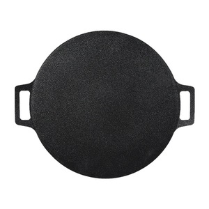 Plaque de cuisson antiadhésive en fonte de style coréen 38 cm Teppanyaki pour camping et barbecue, noire - Product Image 3