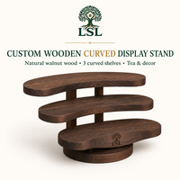Support à tasses de luxe personnalisé en bois de Paulownia, style chinois, étagère multifonctionnelle pour bibelots, présentoir à 3 niveaux en bois massif pour marque