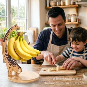 Soporte de madera para plátanos con forma de jirafa, organizador de frutas de madera maciza para mesa, soporte de almacenamiento para decoración de cocina - Product Image 1