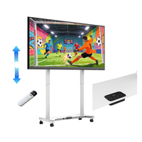 Support TV mobile électrique réglable en hauteur pour acier laminé à froid blanc 100 pouces, VESA max 800x400mm