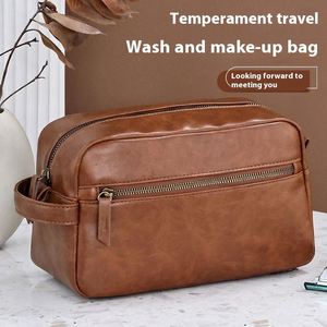 Large Capacity PU Portable Cosmetic <b>Bag</b> High-Value Partition Storage Zipper <b>Toiletry</b> <b>Bag</b> for <b>Men</b> - Product Image 3
