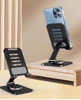 Support de téléphone portable et tablette pliable et portable en acier carbone léger avec dissipation thermique et rotation à 360° pour diffusion en direct