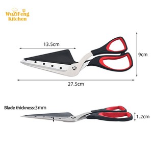 Tesoura De Cozinha Multifuncional Cortador De Pizza Slicer Food-Grade Afiada Lâmina De Aço Inoxidável Soft Grip Handle Pizza Scissors - Product Image 2