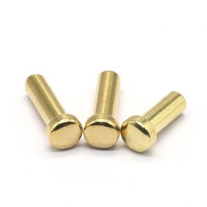 Rivets pleins en acier allié à tête en laiton, norme ISO, finition brillante, tailles personnalisables, robustes, à haute capacité de charge, à tête bombée industrielle - Product Image 1