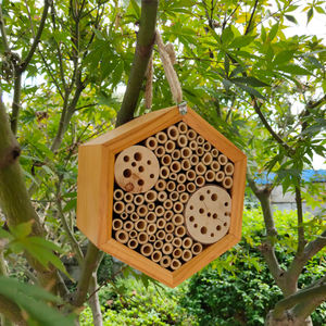 Casa hexagonal de abejas de bambú Natural para jardín al aire libre, casa de abejas de madera - Product Image 6