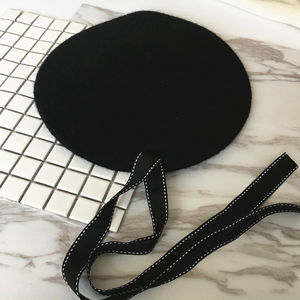 Boina elegante <span class=keywords><strong>de</strong></span> <span class=keywords><strong>lana</strong></span> suave para <span class=keywords><strong>mujer</strong></span>, <span class=keywords><strong>gorros</strong></span> cálidos con lazo, para otoño e invierno, nueva moda - Product Image 5