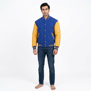 Best Selling Customized College Baseball Varsity <b>Jacket</b> <b>For</b> <b>Men</b> High Quality <b>Canvas</b> Leather CollegeBaseballjacket <b>for</b> <b>men</b> - Product Image 1