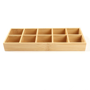 Boîte à bijoux simple à un seul niveau, boîte à bijoux multi-compartiments, boîte de rangement à dix compartiments en bande de bambou - Product Image 2