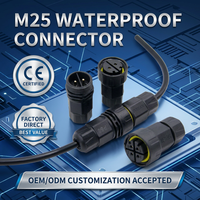 Connecteur de câble étanche DREAM M25 IP68, prise mâle/femelle 3 broches, 250V 20A, nylon PA66, câble d'alimentation extérieur