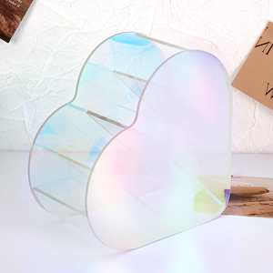 Personnalisé trois couches coeur couleur acrylique maquillage brosse étagère Portable transfrontalier rouge à lèvres <span class=keywords><strong>craie</strong></span> masque lèvre glaçure boîte de rangement - Product Image 2