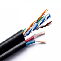 Super Offre Câble de Communication CAT6 UTP CCA Cuivre Extérieur Étanche 4 Paires de Paires Torsadées 305m Câble Réseau avec 2 Câbles DC