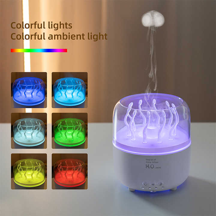 Timed Air Humidifier Essential Oil Diffuser Household Electric Rotating Modern USB Smoke Ring Jellyfish Fragrance Diffuser
