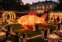 Décoration géante gonflable personnalisée en forme de poisson Koi télécommandée pour événements festifs et publicité