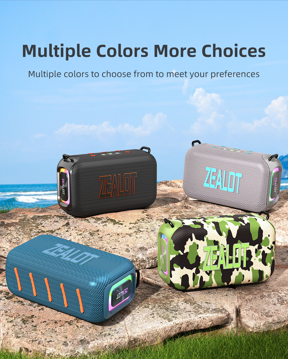 Zealot S85 Portable Wireless Waterproof Speaker - 50W Subwoofer