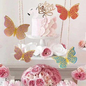12 pièces/ensemble Autocollants muraux papillons 3D double couche colorés creux auto-adhésifs pour mariage, anniversaire, fête, décoration intérieure - Product Image 4