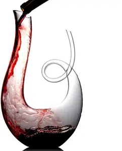 Ama 2024 Hot Selling Wine Decanter U Shaped Handicraft Wine Glasses Carafe Hand Blown Wine Glasses Decanter