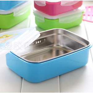 Stainless Steel <b>Lunch</b> <b>Box</b> Rectangle Clip On Lid Multi Size For Students Office Workers Back To School - Product Image 4