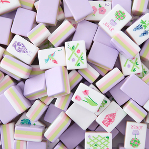 Jeu de tuiles de mahjong américain moderne en acrylique/mélamine personnalisé avec options rouge et violet pour 4 joueurs - Product Image 5