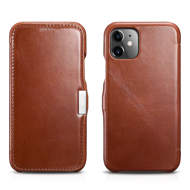 Mobile Phone Case Custom Logo brand Flip Cover for leather iphone 11 pro max case with magnet closure