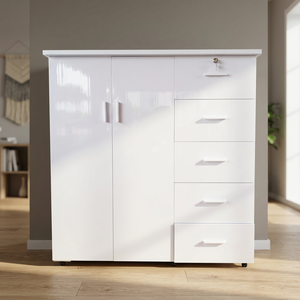 2-Door Plastic Clothing Organizer 5 Compartments 1.25m X 1.06m X 42cm Rectangle Shape Standing Type Portable <b>Wardrobe</b> <b>Storage</b> - Product Image 3