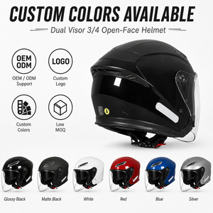 Casco Moto Aperto Omologato DOT 3/4 Retrò <span class=keywords><strong>Vespa</strong></span> Mezzo Casco con Doppia Visiera per Ciclomotore Cruiser - Product Image 5