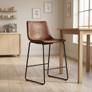 <span class=keywords><strong>Tabouret</strong></span> de <span class=keywords><strong>bar</strong></span> rembourré au design <span class=keywords><strong>scandinave</strong></span> moderne avec revêtement en cuir PU et structure en métal pour <span class=keywords><strong>bar</strong></span> à domicile et meubles de cuisine - Product Image 4