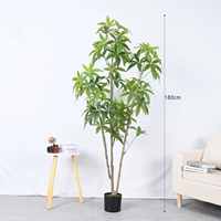 Bouquet de Bonsaï Arbre à Monnaie Artificiel en Plastique de Haute Qualité, en Pot, Très Réaliste, pour Décoration d'Ambiance Intérieure et de Mariage