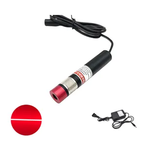 Penjualan laris modul Diode Laser garis merah kelas industri D18mm 650nm 30mw fokus dapat disesuaikan kompak dengan adaptor