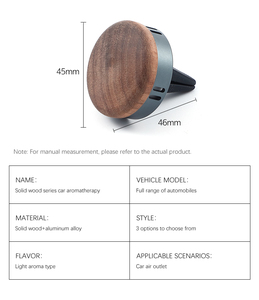 Diffuseur d'arômes de voiture en alliage d'aluminium avec couvercle en bois de luxe, diffuseur cylindrique à clipser sur la grille d'aération, parfum longue durée, sans électricité - Product Image 6