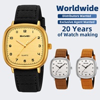 Montre à quartz carrée ovale rétro SKMEI 2586, bracelet en cuir souple, étanche 30M, cadran minimaliste, montre-bracelet unisexe décontractée, Reloj