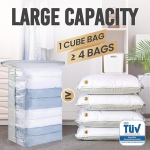 Confezione da 4 Sacchi <span class=keywords><strong>Sottovuoto</strong></span> Cubici Extra Large, Capacità 10kg, Riutilizzabili e Pieghevoli <span class=keywords><strong>per</strong></span> Risparmiare Spazio, <span class=keywords><strong>per</strong></span> Vestiti, Piumoni, Casa e Viaggi - Product Image 2