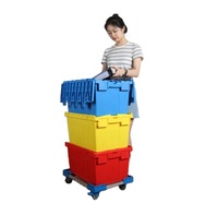 Boîte de rangement en plastique empilable à haute résistance avec couvercle à charnières