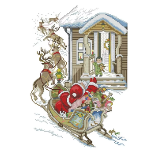 Kit <span class=keywords><strong>de</strong></span> <span class=keywords><strong>Punto</strong></span> <span class=keywords><strong>de</strong></span> <span class=keywords><strong>Cruz</strong></span> Artesanal NKF para Nochebuena con Patrones Impresos, Incluye Tela y Agujas para Niños - Product Image 1