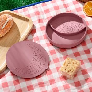 Assiette à ventouse en silicone pour bébé avec couvercle, qualité alimentaire, sans BPA, vaisselle pour tout-petits et enfants, passe au lave-vaisselle - Product Image 3