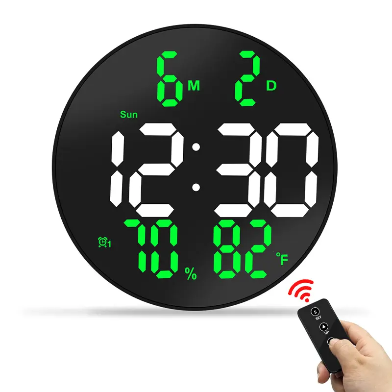 10 inch Large Digit Number Display Round Digital LED Wall Alarm Clock