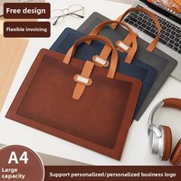 Porte-documents en cuir PU grande capacité avec logo personnalisable pochette épaissie avec boucle pour le stockage des fichiers professionnels et des documents