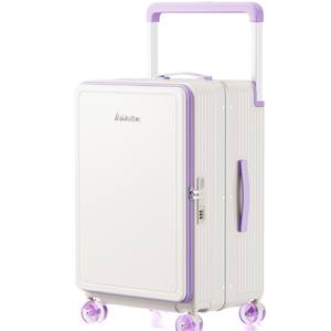 Valise Imuzhe à cadre en aluminium 20 pouces grande capacité avec blocs de couleur, roues pivotantes et serrure, bagage de voyage unisexe - Product Image 2