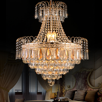 Lustre en cristal doré sur mesure pour villa, escalier, salon double hauteur, éclairage de mariage, lumière LED 220V, protection oculaire