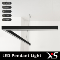 Suspension LED rectangulaire moderne en aluminium pour bureau à domicile, 36W, hauteur réglable, intensité variable, multi-lumières, avec CRI 90 élevé
