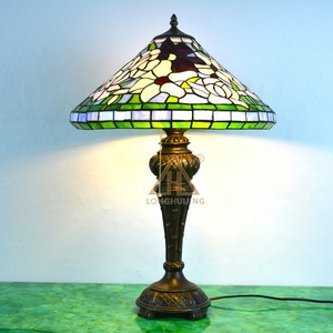 LongHuiJing Tiffany Style Floor Lamp Stained Glass Lamps Tulip Flower Design Shade 2 <b>Light</b> Antique Base - Product Image 1