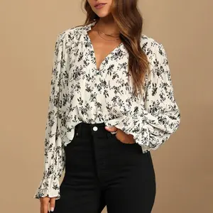 Design Ladies Sun Shirt Top Women'S Blouses Shirts Button Print Color Female Casual Wear Clothes Woman Chiffon Top Blouses