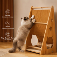 Griffoir mural double face en bois et sisal pour chat, coin de repos et protection de canapé